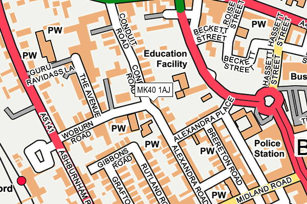 MK40 1AJ map - OS OpenMap – Local (Ordnance Survey)