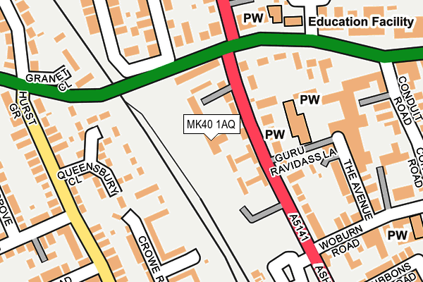 MK40 1AQ map - OS OpenMap – Local (Ordnance Survey)