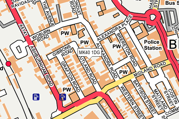 MK40 1DG map - OS OpenMap – Local (Ordnance Survey)