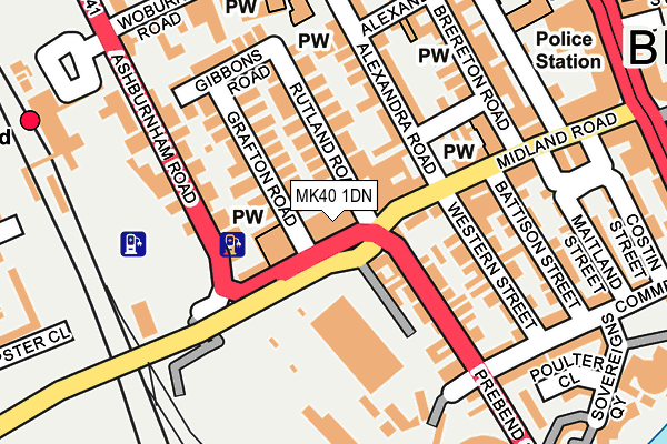 MK40 1DN map - OS OpenMap – Local (Ordnance Survey)