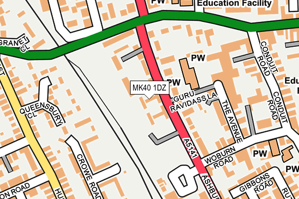 MK40 1DZ map - OS OpenMap – Local (Ordnance Survey)