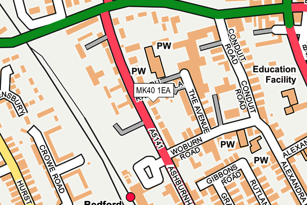 MK40 1EA map - OS OpenMap – Local (Ordnance Survey)