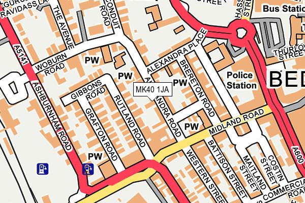 MK40 1JA map - OS OpenMap – Local (Ordnance Survey)