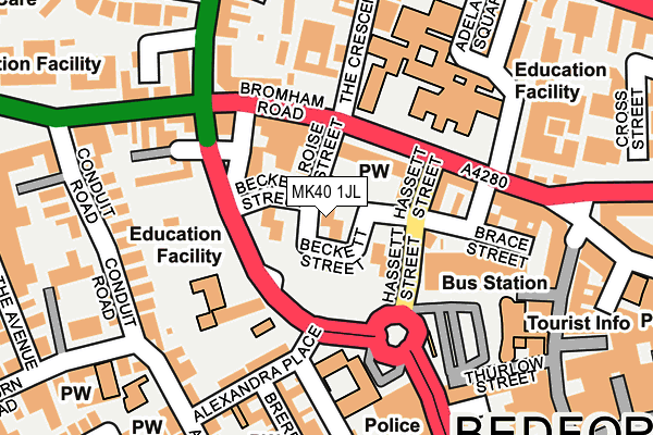 MK40 1JL map - OS OpenMap – Local (Ordnance Survey)