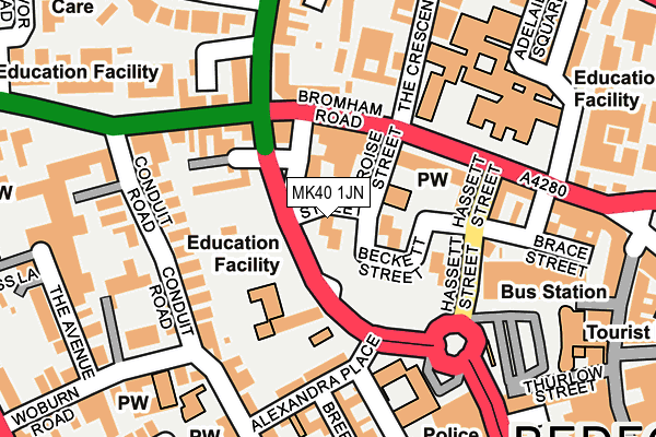 MK40 1JN map - OS OpenMap – Local (Ordnance Survey)