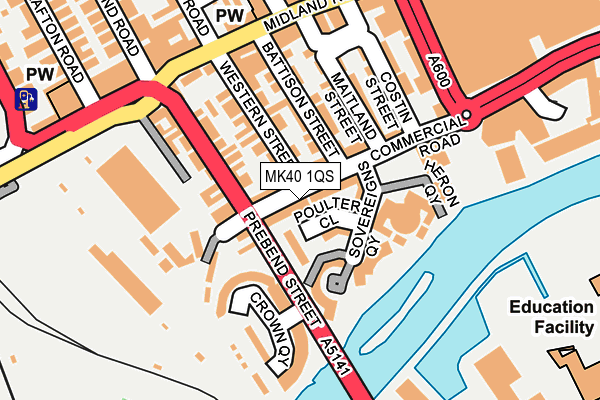 MK40 1QS map - OS OpenMap – Local (Ordnance Survey)