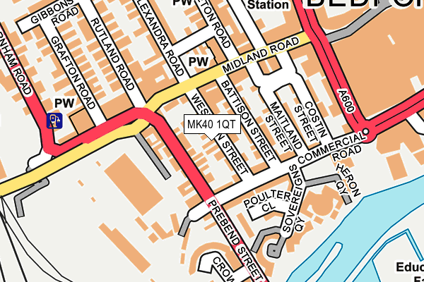 MK40 1QT map - OS OpenMap – Local (Ordnance Survey)
