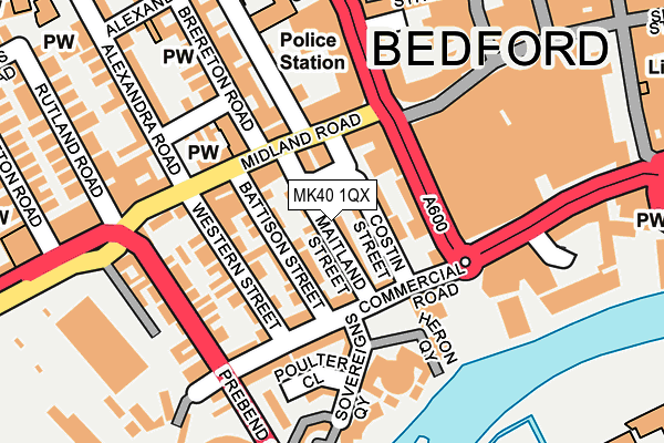 MK40 1QX map - OS OpenMap – Local (Ordnance Survey)