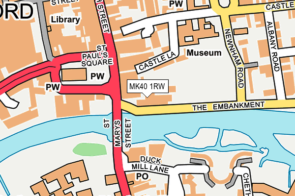 MK40 1RW map - OS OpenMap – Local (Ordnance Survey)