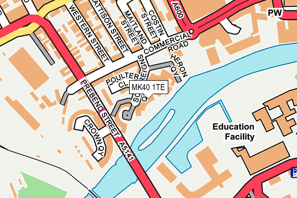 MK40 1TE map - OS OpenMap – Local (Ordnance Survey)