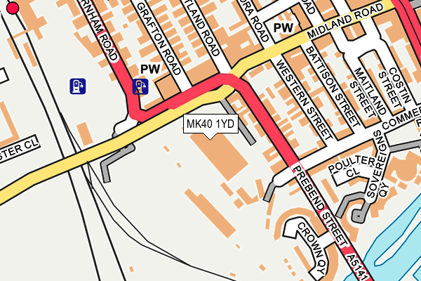 MK40 1YD map - OS OpenMap – Local (Ordnance Survey)