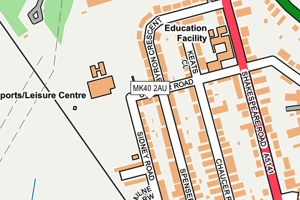 MK40 2AU map - OS OpenMap – Local (Ordnance Survey)