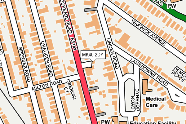 MK40 2DY map - OS OpenMap – Local (Ordnance Survey)