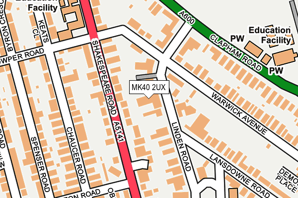 MK40 2UX map - OS OpenMap – Local (Ordnance Survey)