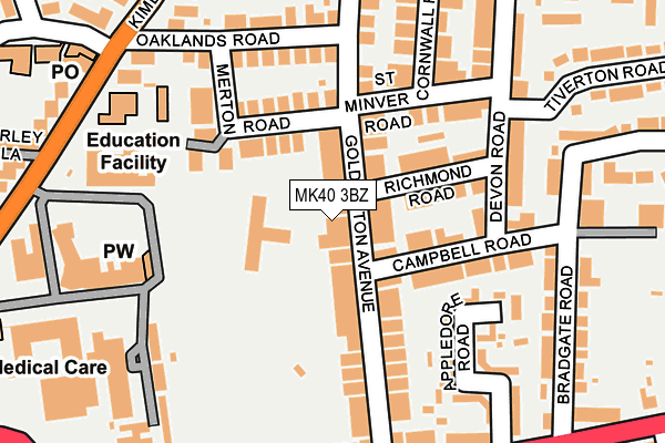 MK40 3BZ map - OS OpenMap – Local (Ordnance Survey)