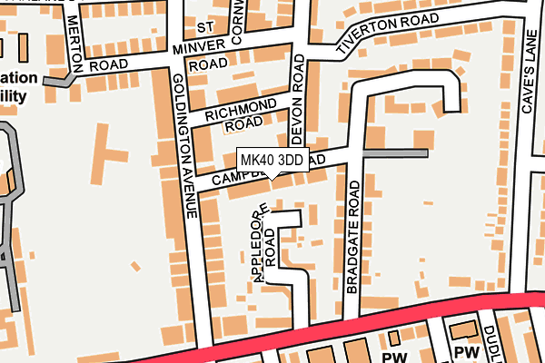 MK40 3DD map - OS OpenMap – Local (Ordnance Survey)