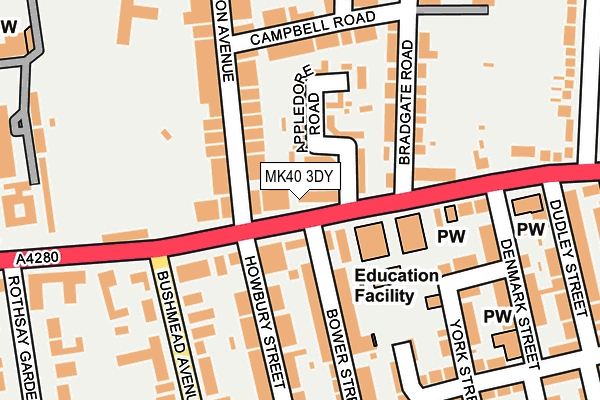 MK40 3DY map - OS OpenMap – Local (Ordnance Survey)