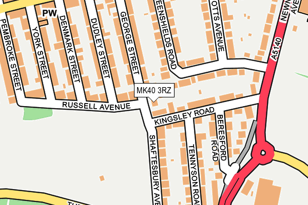 MK40 3RZ map - OS OpenMap – Local (Ordnance Survey)