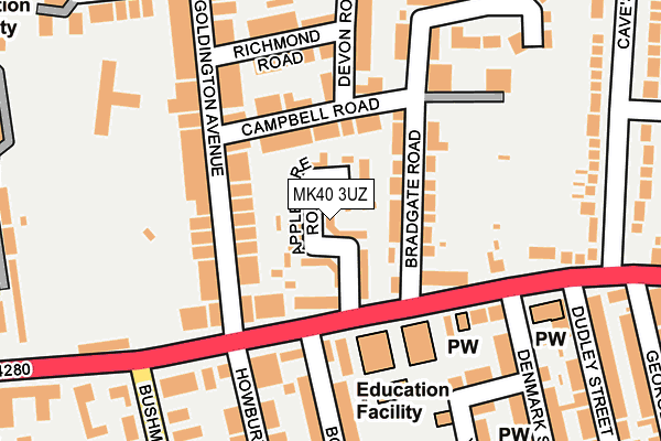 MK40 3UZ map - OS OpenMap – Local (Ordnance Survey)