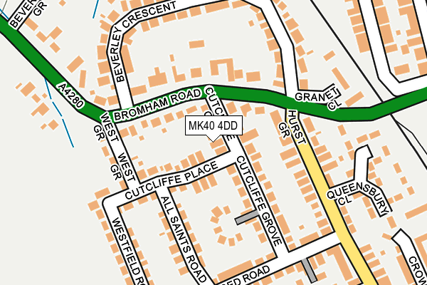 MK40 4DD map - OS OpenMap – Local (Ordnance Survey)