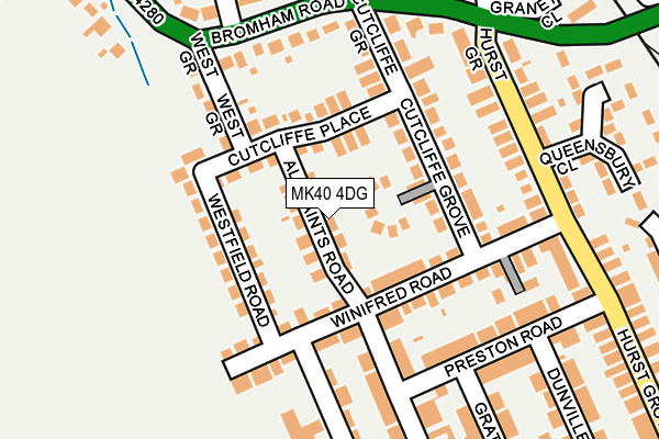 MK40 4DG map - OS OpenMap – Local (Ordnance Survey)