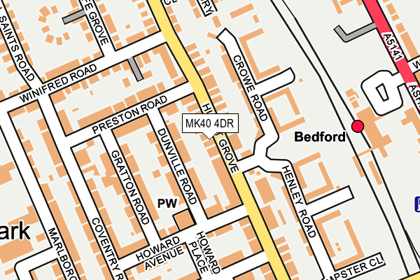 MK40 4DR map - OS OpenMap – Local (Ordnance Survey)