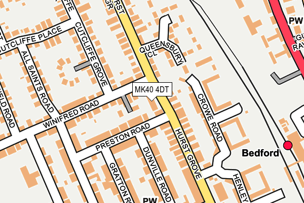 MK40 4DT map - OS OpenMap – Local (Ordnance Survey)