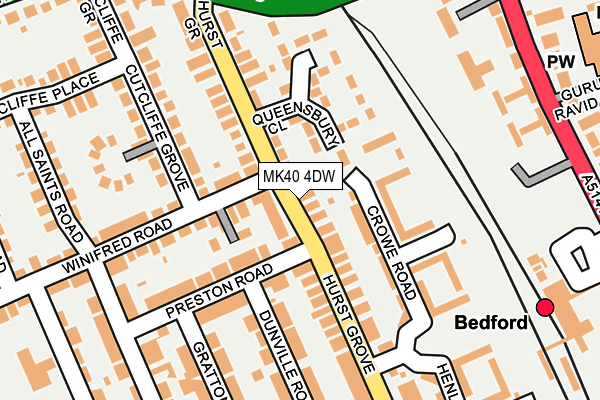 MK40 4DW map - OS OpenMap – Local (Ordnance Survey)