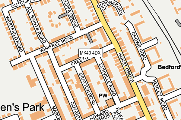 MK40 4DX map - OS OpenMap – Local (Ordnance Survey)