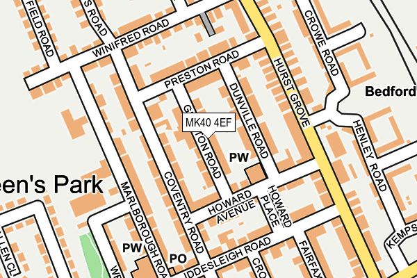 MK40 4EF map - OS OpenMap – Local (Ordnance Survey)
