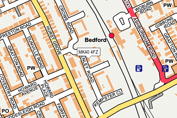 MK40 4FZ map - OS OpenMap – Local (Ordnance Survey)