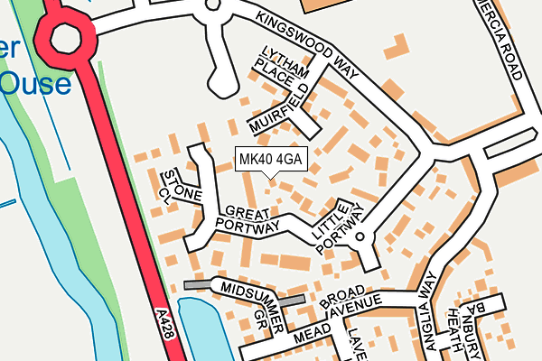 MK40 4GA map - OS OpenMap – Local (Ordnance Survey)