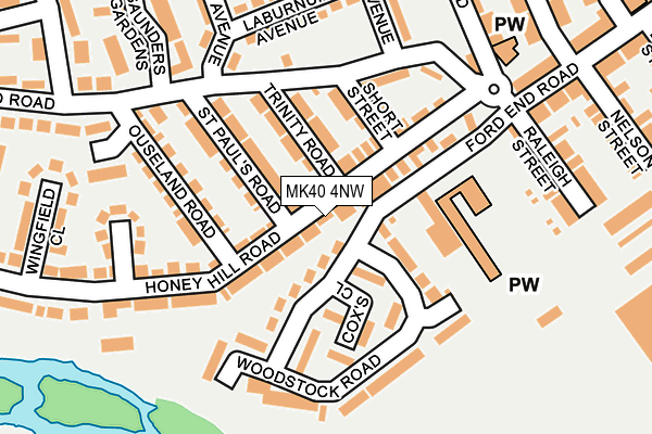 MK40 4NW map - OS OpenMap – Local (Ordnance Survey)