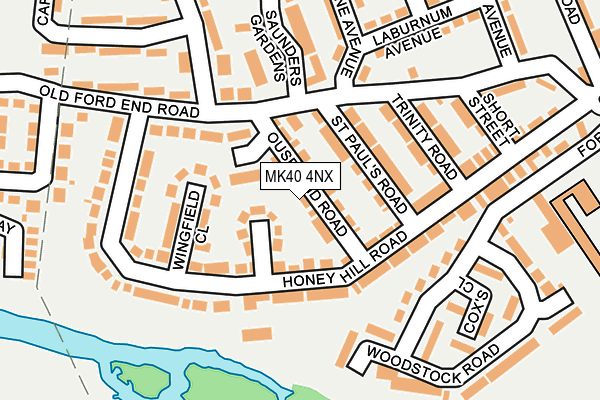 MK40 4NX map - OS OpenMap – Local (Ordnance Survey)
