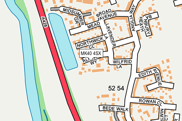 MK40 4SX map - OS OpenMap – Local (Ordnance Survey)