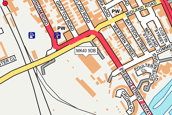 MK40 9DB map - OS OpenMap – Local (Ordnance Survey)
