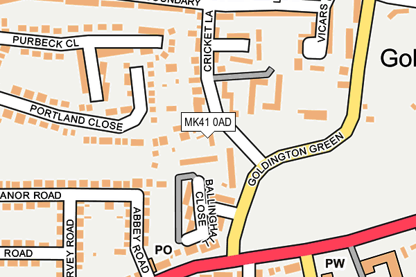 MK41 0AD map - OS OpenMap – Local (Ordnance Survey)