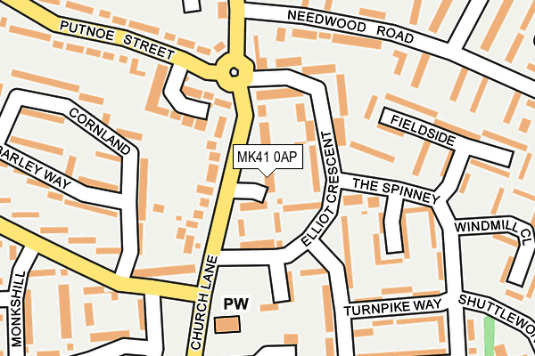 MK41 0AP map - OS OpenMap – Local (Ordnance Survey)