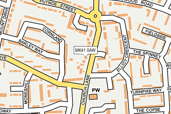 MK41 0AW map - OS OpenMap – Local (Ordnance Survey)