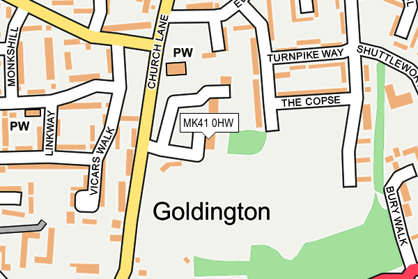 MK41 0HW map - OS OpenMap – Local (Ordnance Survey)