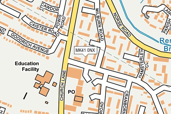 MK41 0NX map - OS OpenMap – Local (Ordnance Survey)