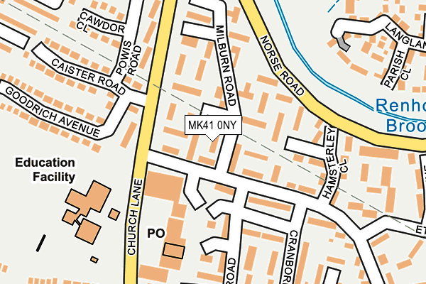 MK41 0NY map - OS OpenMap – Local (Ordnance Survey)