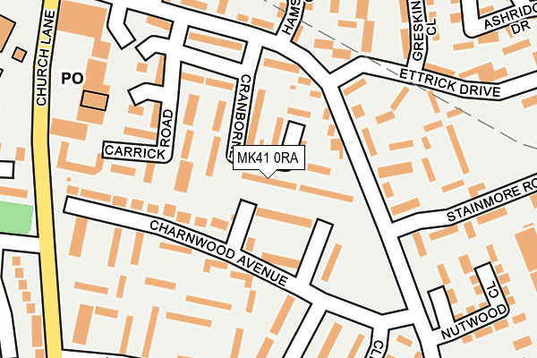 MK41 0RA map - OS OpenMap – Local (Ordnance Survey)