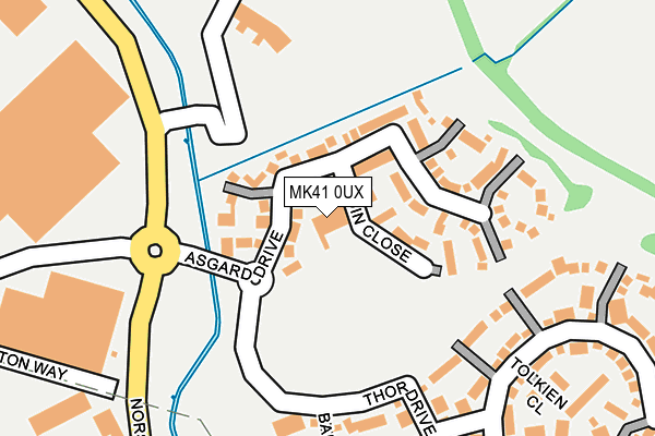 MK41 0UX map - OS OpenMap – Local (Ordnance Survey)