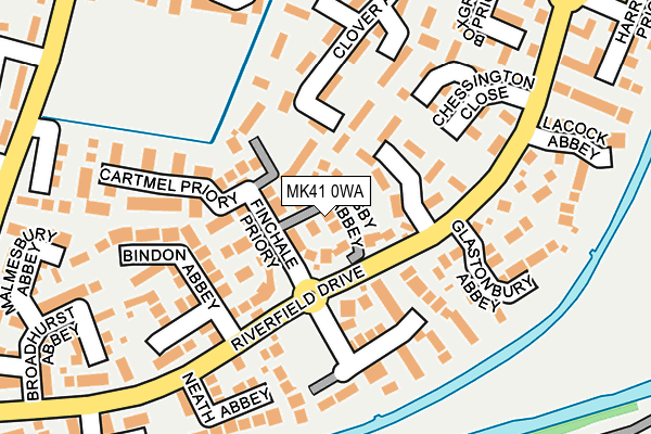 MK41 0WA map - OS OpenMap – Local (Ordnance Survey)