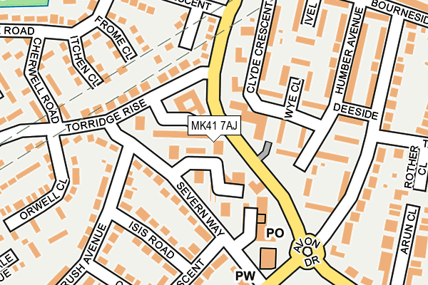 MK41 7AJ map - OS OpenMap – Local (Ordnance Survey)