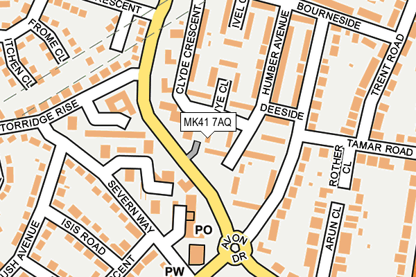 MK41 7AQ map - OS OpenMap – Local (Ordnance Survey)