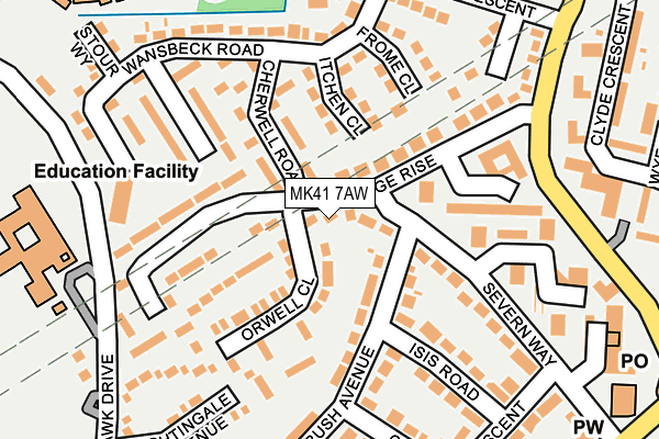 MK41 7AW map - OS OpenMap – Local (Ordnance Survey)