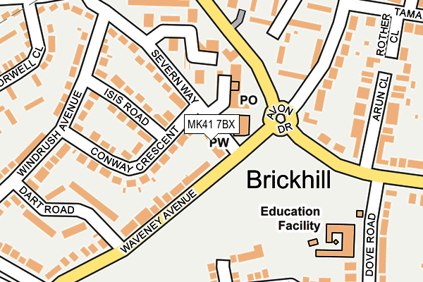 MK41 7BX map - OS OpenMap – Local (Ordnance Survey)