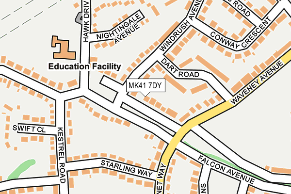 MK41 7DY map - OS OpenMap – Local (Ordnance Survey)